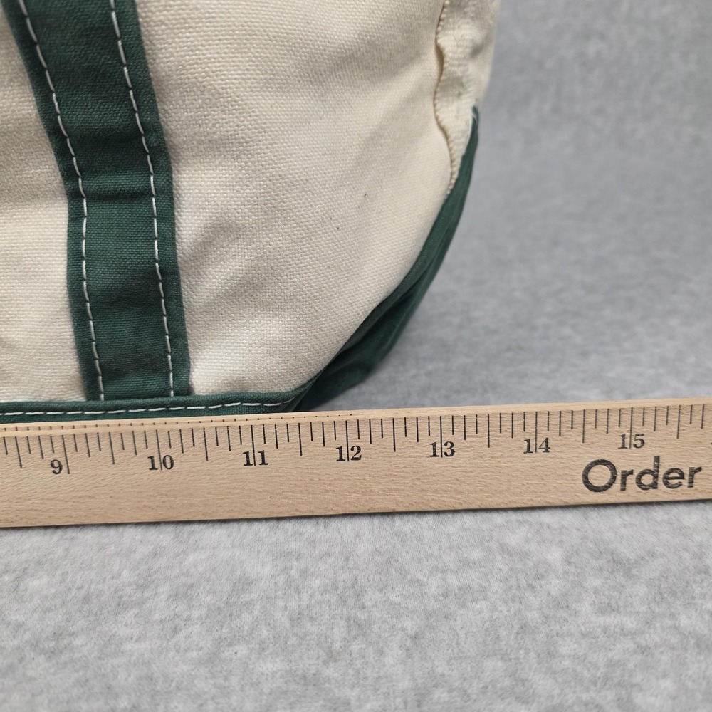 Vintage LL Bean Boat And Tote Womens Medium Beige Green Canvas Made In USA 80s - Picture 7 of 11